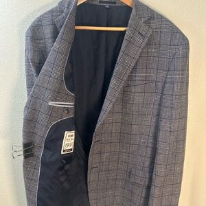 Jos. A. Bank 1905 Brrr comfort Gray Glen Plaid Blazer 48R slim coat jacket